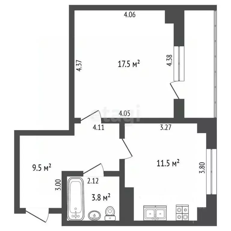 1-к кв. Челябинская область, Челябинск ул. 40-летия Победы, 3 (42.3 м) - Фото 2