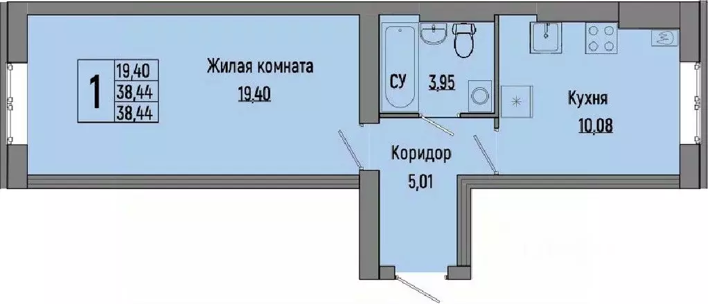 1-к кв. Волгоградская область, Волгоград Долина-2 жилрайон,  (38.44 м) - Фото 0