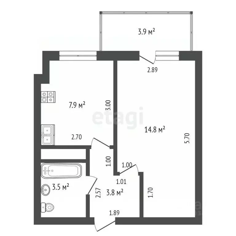 1-к кв. Тюменская область, Тюмень ул. Пермякова, 81 (30.0 м) - Фото 0