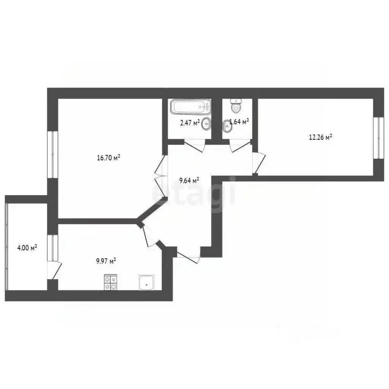 2-к кв. Тюменская область, Тюмень ул. Самарцева, 30 (53.0 м) - Фото 2