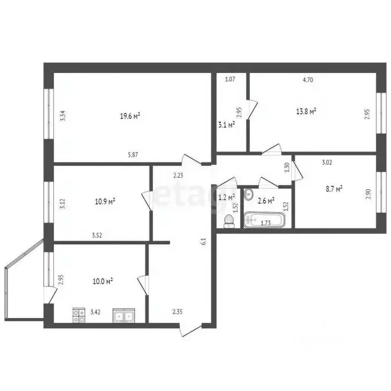 4-к кв. Ханты-Мансийский АО, Сургут просп. Мира, 1/1 (87.9 м) - Фото 0