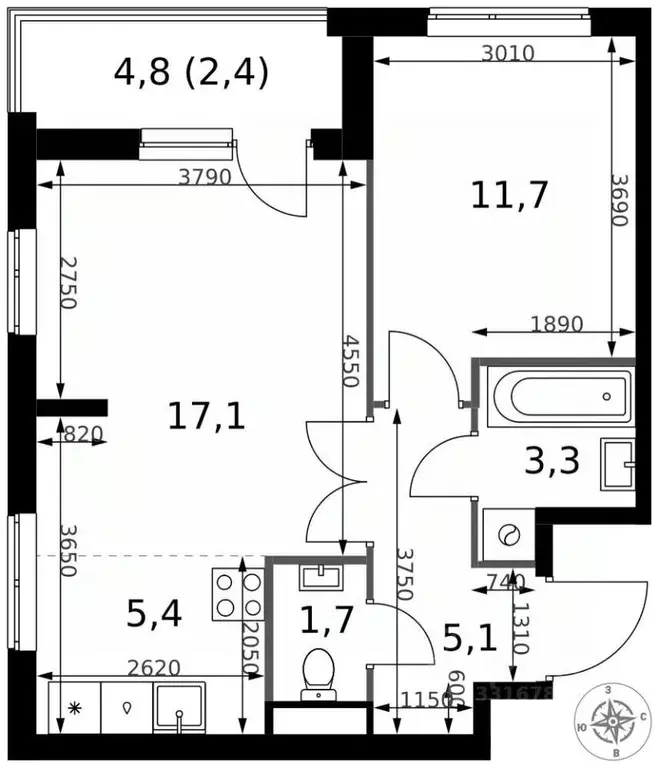 2-к кв. Москва Монтажная ул., 10 (46.7 м) - Фото 1