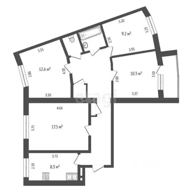 4-к кв. Калужская область, Калуга бул. Энтузиастов, 8 (78.0 м) - Фото 1