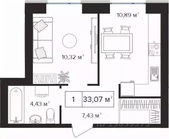 1-к кв. Тульская область, Тула Новомедвенский проезд, 6А (33.07 м) - Фото 1