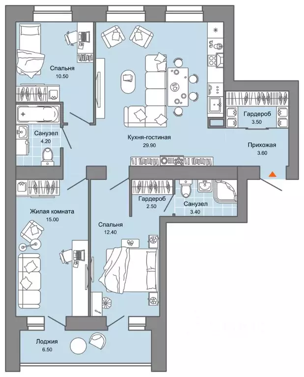 3-к кв. Пермский край, Пермь ул. Дзержинского, 31Б (88.0 м) - Фото 2