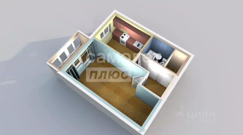 1-к кв. Татарстан, Зеленодольск Дальняя ул., 23 (37.9 м) - Фото 2
