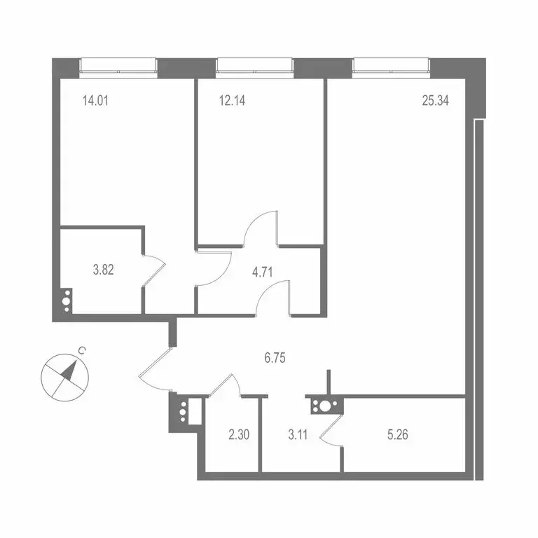 2-комнатная квартира: Санкт-Петербург, Матисов остров (77.44 м) - Фото 0