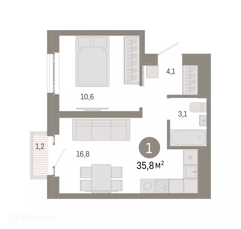 Продаётся 1-к квартира, 35.8 м - Фото 0