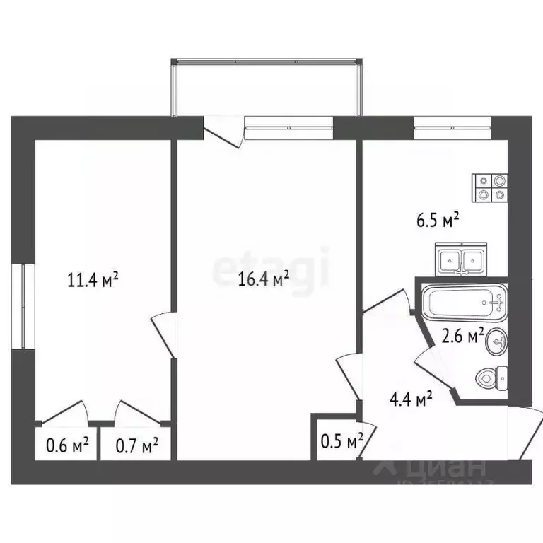 2-к кв. Севастополь просп. Юрия Гагарина, 38 (43.8 м) - Фото 2