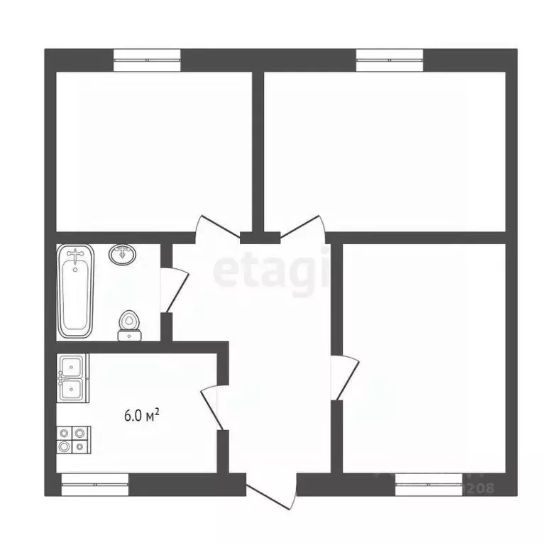 2-к кв. Коми, Сыктывкар Северная ул., 51А (56.4 м) - Фото 1