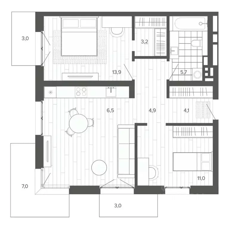 3-к кв. Алтайский край, Барнаул тракт Змеиногорский, 35Б (78.11 м) - Фото 1
