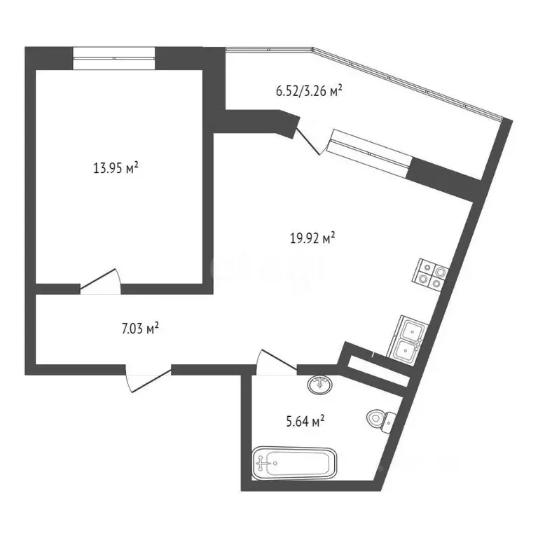 1-к кв. Тюменская область, Тюмень ул. Новоселов, 113 (49.8 м) - Фото 0