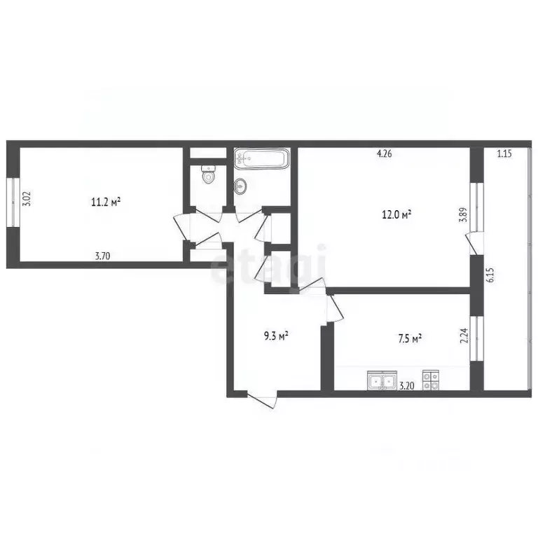 2-к кв. Вологодская область, Череповец просп. Победы, 132 (49.0 м) - Фото 1