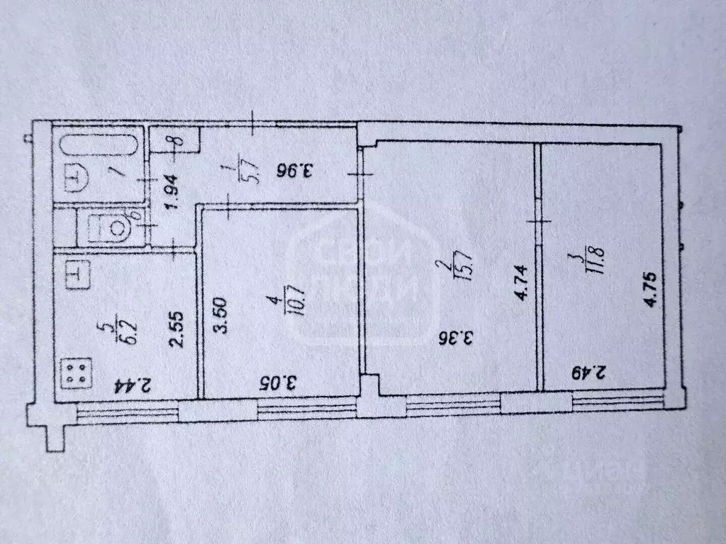 3-к кв. Рязанская область, Рязань Касимовское ш., 42 (53.4 м) - Фото 2