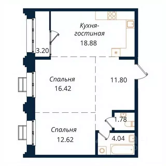 2-к кв. Иркутская область, Иркутск Байкальская ул., 246Б (68.7 м) - Фото 0
