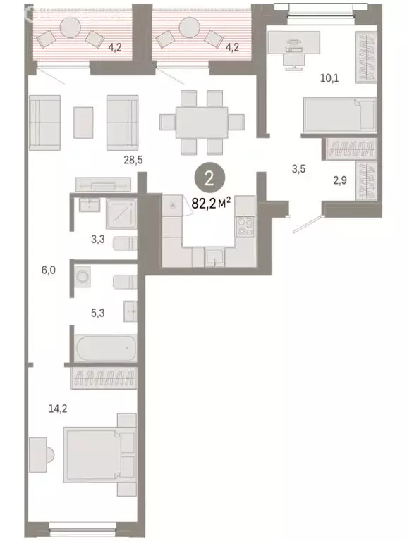 2-комнатная квартира: Новосибирск, Октябрьский район, микрорайон ... - Фото 1