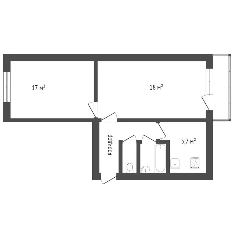 2-комнатная квартира: Ачинск, 5-й микрорайон, 12 (48 м) - Фото 1
