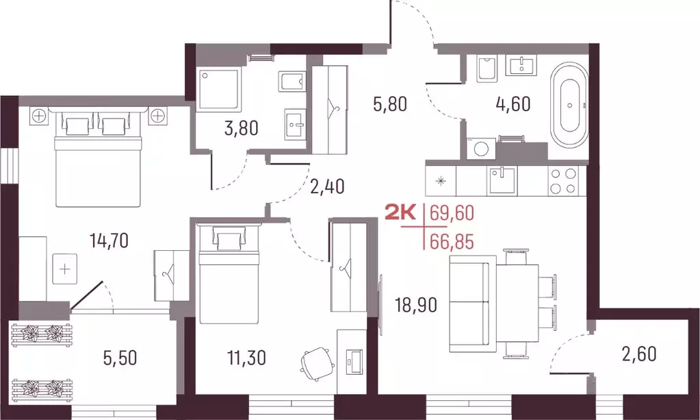 2-к кв. Свердловская область, Екатеринбург ул. Академика Вавилова, 9 ... - Фото 1