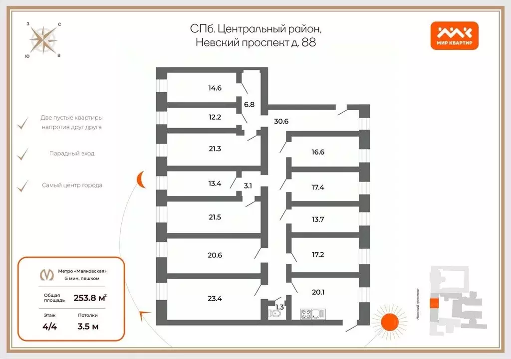 6-к кв. Санкт-Петербург Невский просп., 88 (253.8 м) - Фото 2