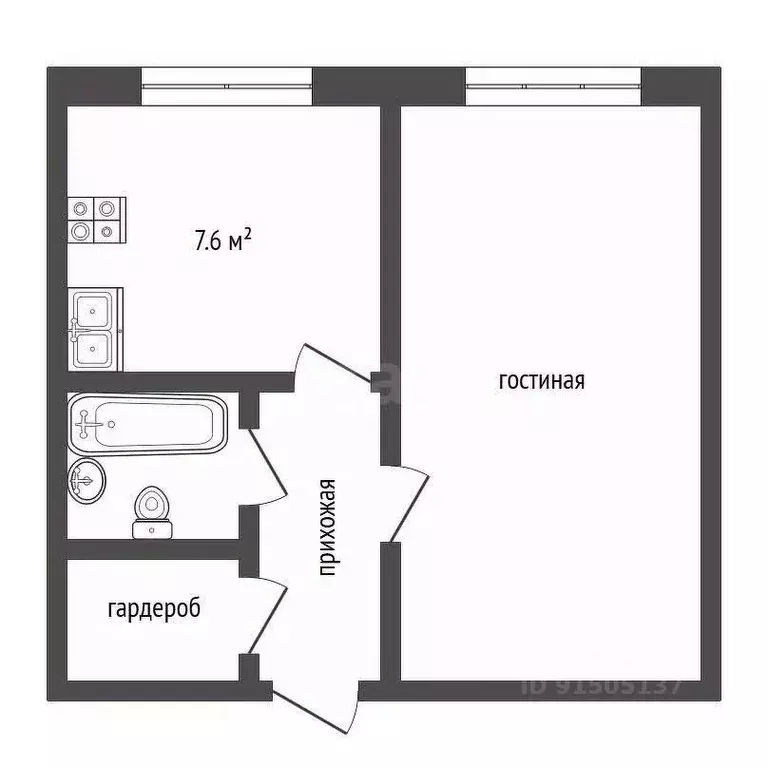 1-к кв. Тамбовская область, Мичуринск Липецкое ш., 33Б (33.4 м) - Фото 1