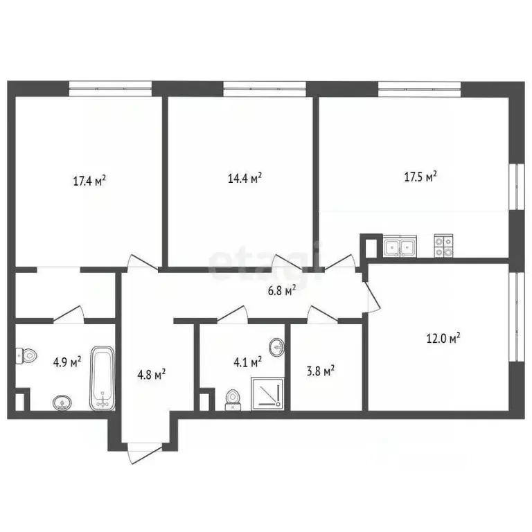 3-к кв. Москва ул. Петра Кончаловского, 7к1 (85.2 м) - Фото 2
