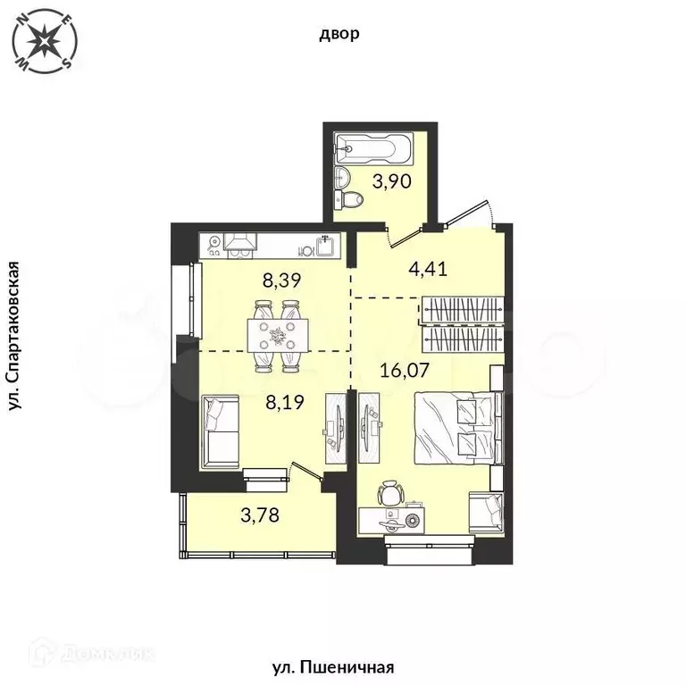 1-к. квартира, 44,7 м, 7/12 эт. - Фото 0