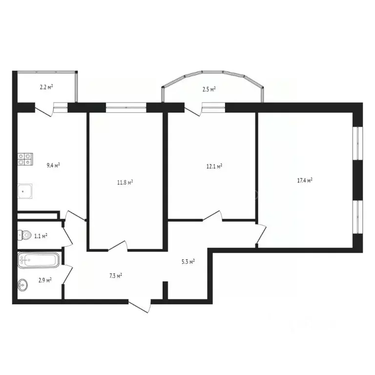 3-к кв. Тюменская область, Тюмень Антипино мкр, ул. Беловежская, 3к1 ... - Фото 2