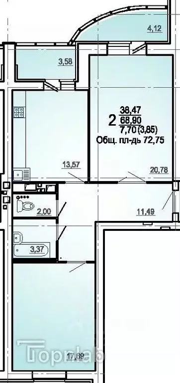 2-к кв. Пензенская область, Пенза Ключевая ул., 99 (72.75 м) - Фото 1