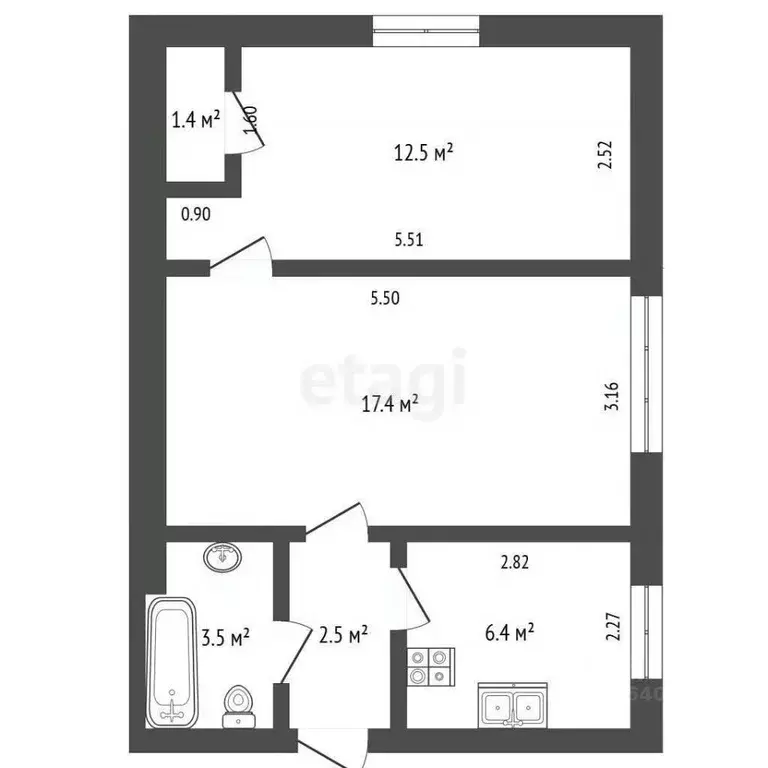 2-к кв. Крым, Ленино пгт ул. Парельского, 4 (43.7 м) - Фото 2