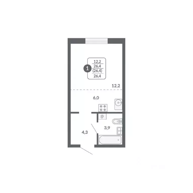 Студия Кировская область, Киров ул. Пушкина, 25 (26.4 м) - Фото 0