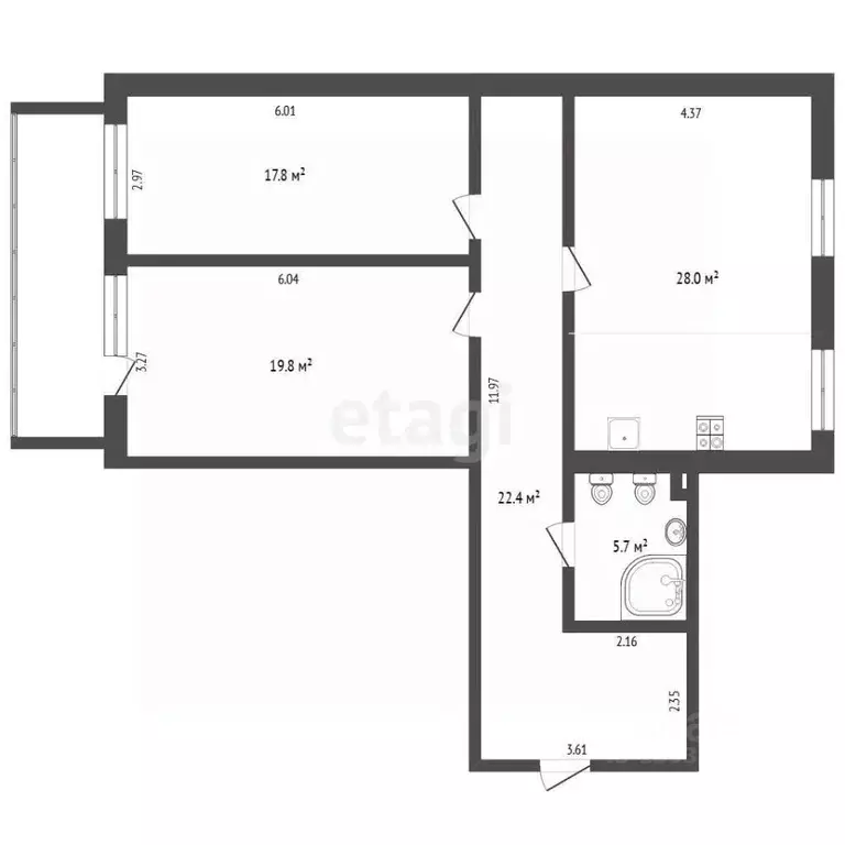 3-к кв. Тюменская область, Тюмень Широтная ул., 104к4 (93.5 м) - Фото 1