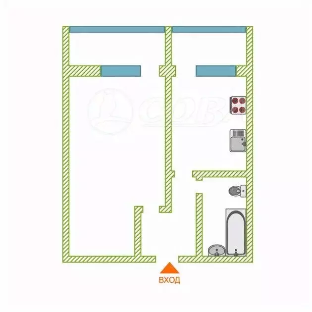 1-к кв. Тюменская область, Тюмень ул. Циолковского, 15 (40.0 м) - Фото 1