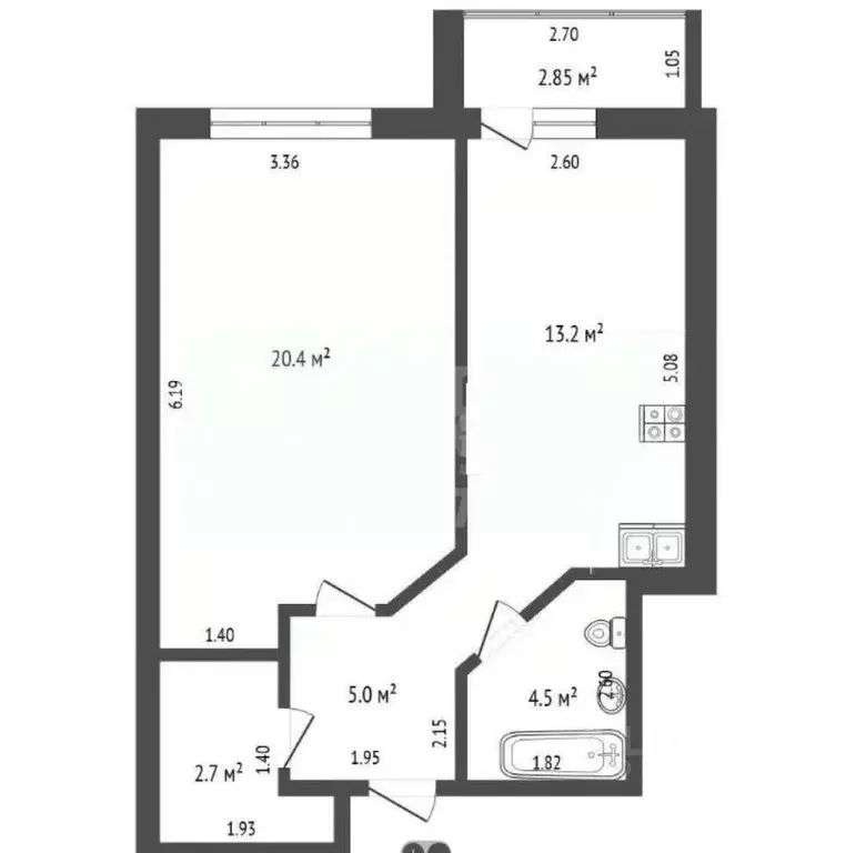 1-к кв. Тюменская область, Тюмень ул. Червишевский Тракт, 58 (44.2 м) - Фото 2