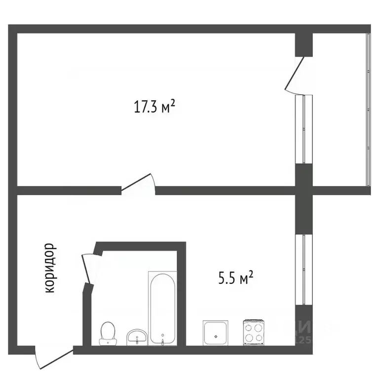1-к кв. Воронежская область, Воронеж ул. Домостроителей, 9 (31.0 м) - Фото 1
