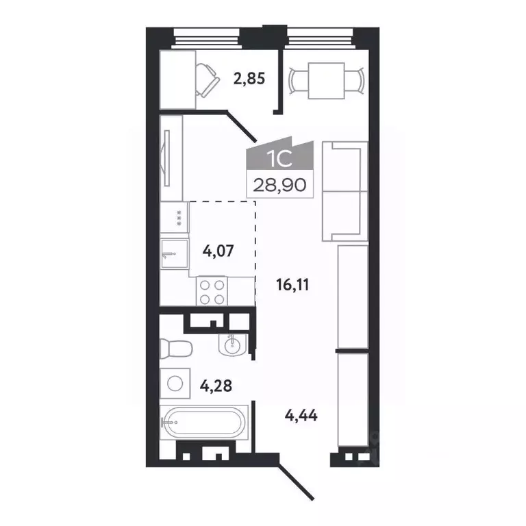 Студия Томская область, Томск Черемошники мкр, ул. Бердская, 14/3 ... - Фото 1