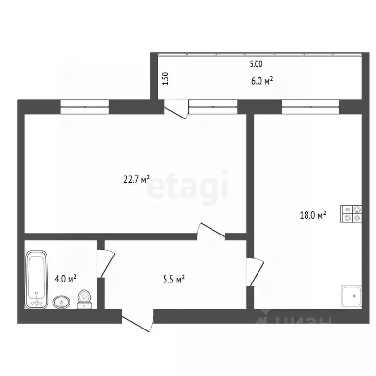 1-к кв. Тюменская область, Тюмень ул. Белинского, 20 (54.0 м) - Фото 2