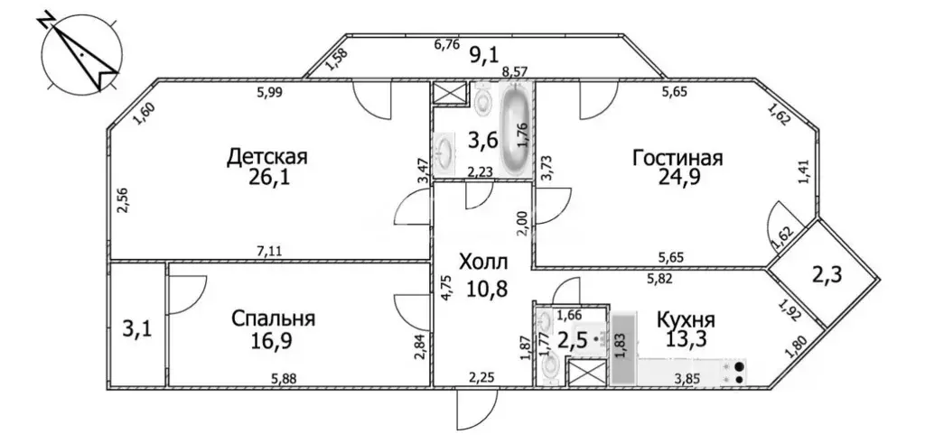 3-к кв. Московская область, Щелково Центральная ул., 71к2 (99.8 м) - Фото 2