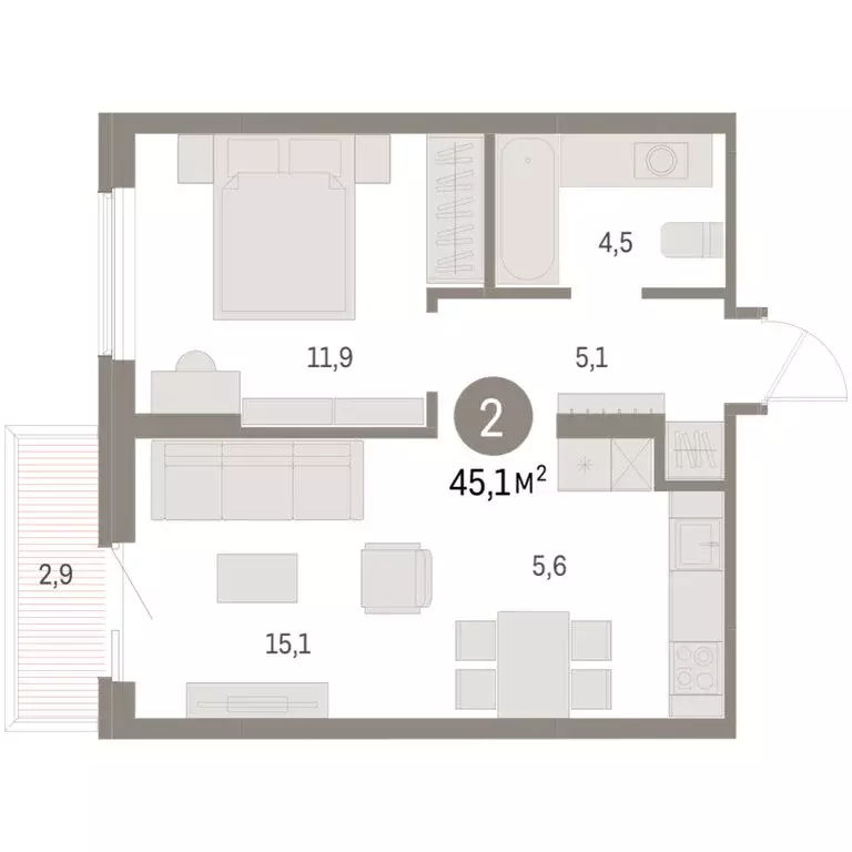 1-комнатная квартира: Курган, жилой район Центральный, ЖК Дом Кино ... - Фото 1