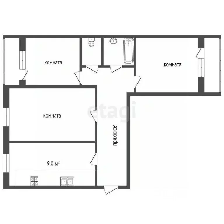 3-к кв. Московская область, Коломна Окский просп., 4 (62.0 м) - Фото 2