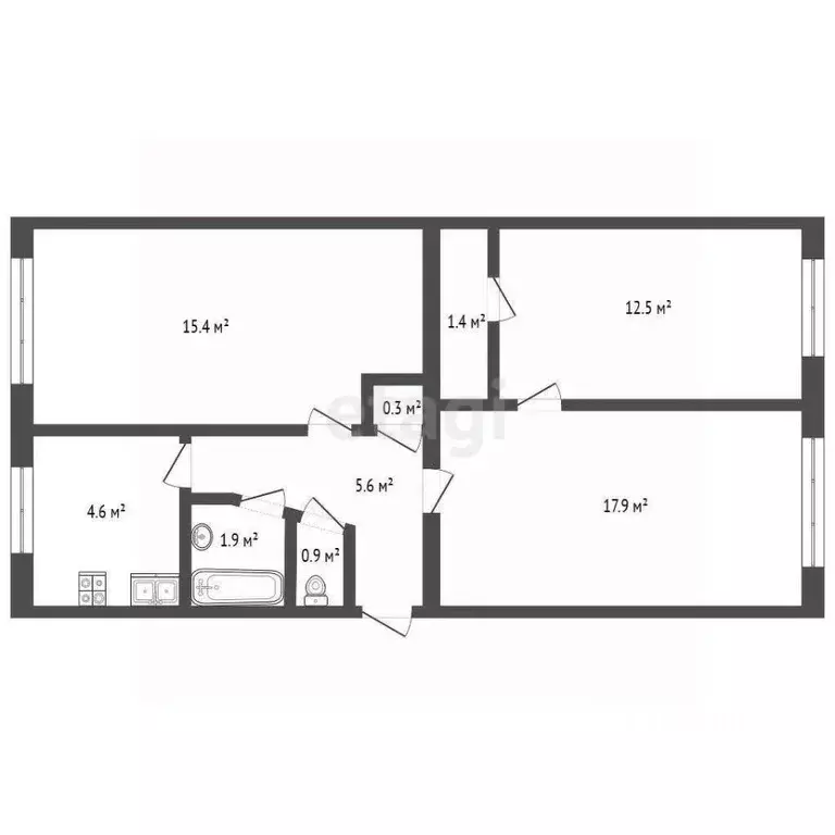 3-к кв. Ростовская область, Зерноград ул. Мира, 3 (60.5 м) - Фото 2