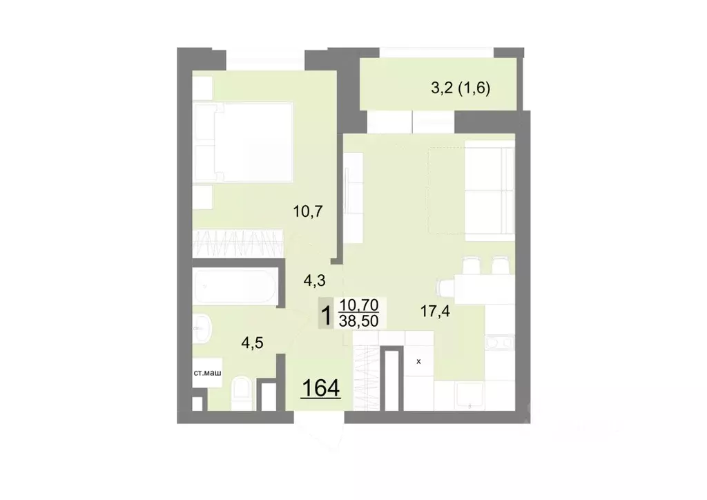1-к кв. Свердловская область, Екатеринбург ул. Металлургов, 63/3 (38.5 ... - Фото 1