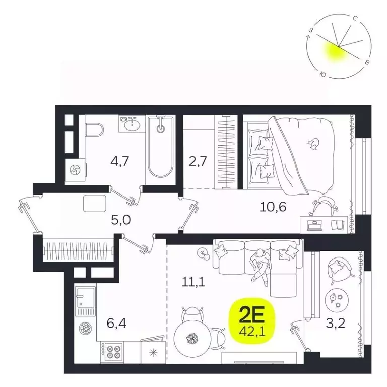 2-к кв. Свердловская область, Екатеринбург Южная Ботаника жилрайон, ... - Фото 1