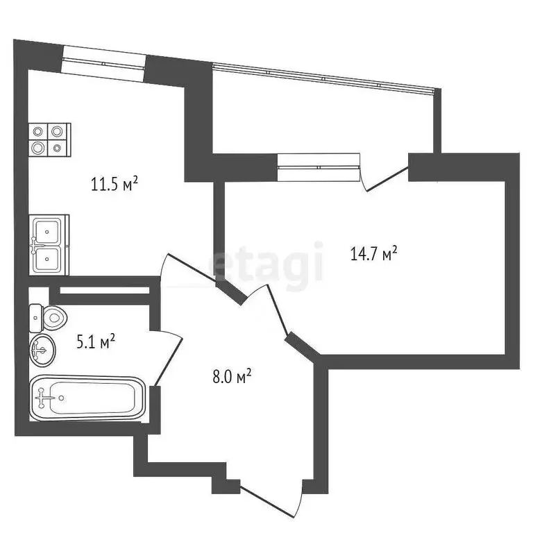 1-комнатная квартира: Омск, улица Сазонова, 33 (39.3 м) - Фото 1