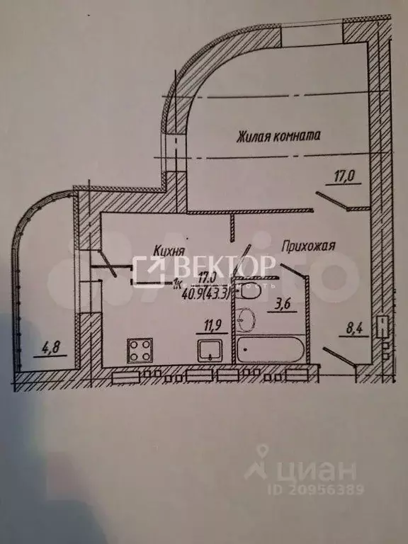 1-к кв. Ивановская область, Иваново Революционная ул., 26к1 (43.0 м) - Фото 1