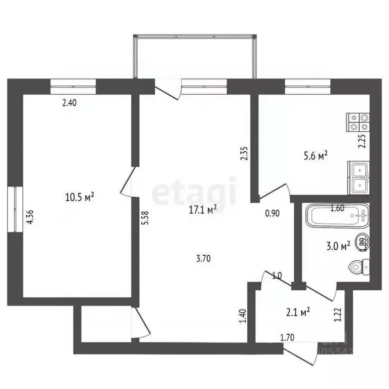 2-к кв. Кемеровская область, Кемерово Тульская ул., 2 (39.5 м) - Фото 2
