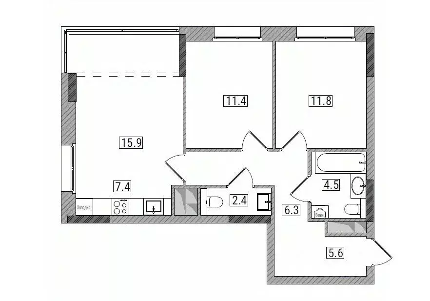 3-к кв. Кировская область, Киров Мелькомбинатовский проезд, 3 (65.3 м) - Фото 1