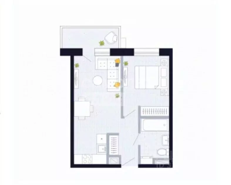 1-к кв. Татарстан, Казань Стадионная ул., 1 (37.0 м) - Фото 1