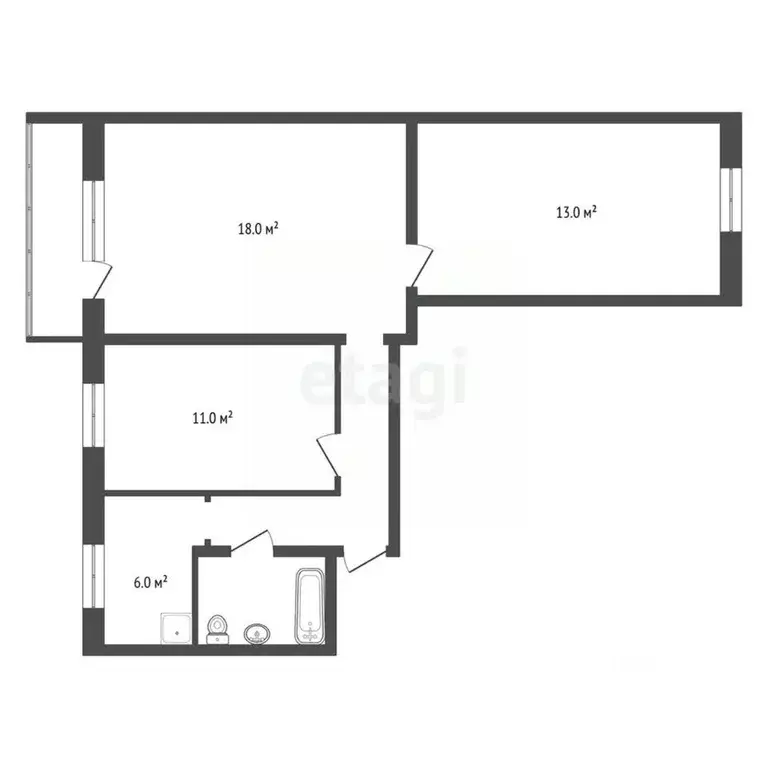 3-к кв. Красноярский край, Красноярск Транзитная ул., 46 (61.2 м) - Фото 2