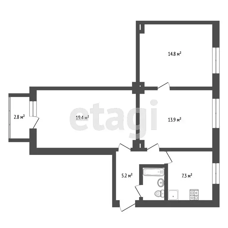 3-комнатная квартира: Ростов-на-Дону, Буйнакская улица, 4 (69 м) - Фото 1