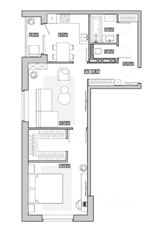2-к кв. Приморский край, Артем  (59.76 м) - Фото 0